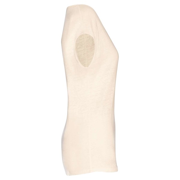 Ladies' V-Neck Linen T-Shirt - Ivory / S