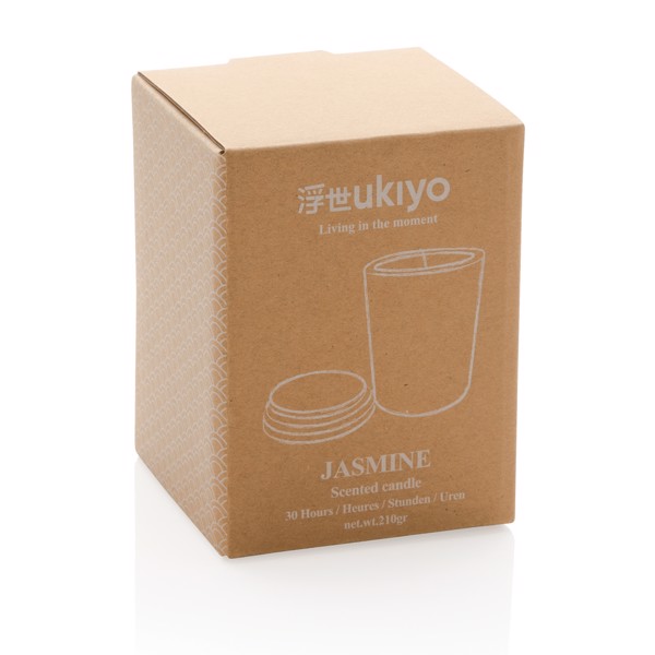 Ukiyo scented candle bamboo lid, 600g glass jar - White