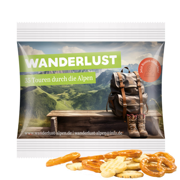 Snack midi bag, recycable paper, crunchy pretzel mix | Crunchy pretzel mix, 10 g