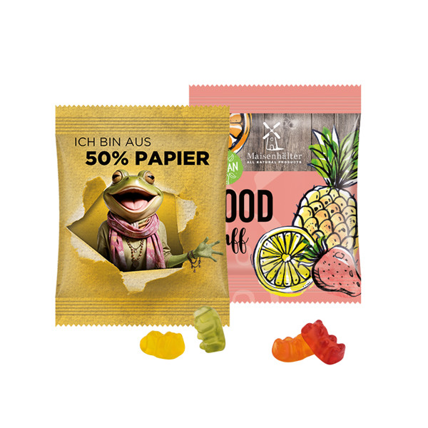 Minitüte,12 g, Folie transparent, Trolli Vegane Gummibärchen, 14% Fruchtsaft | Folie, transparent