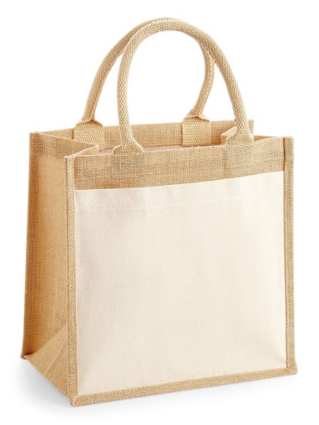 Cotton Pocket Jute Midi Tote
