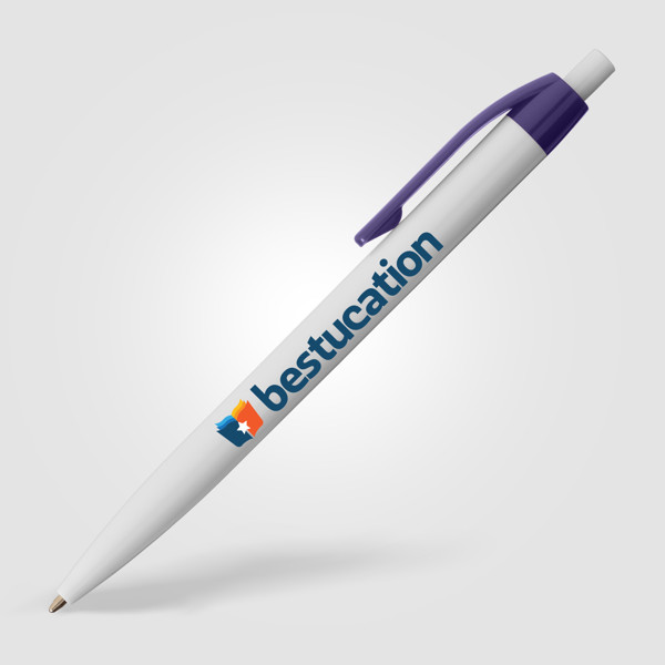 Stylo ColourFlow en plastique recyclé - Violet / Jet d’encre 4 couleurs