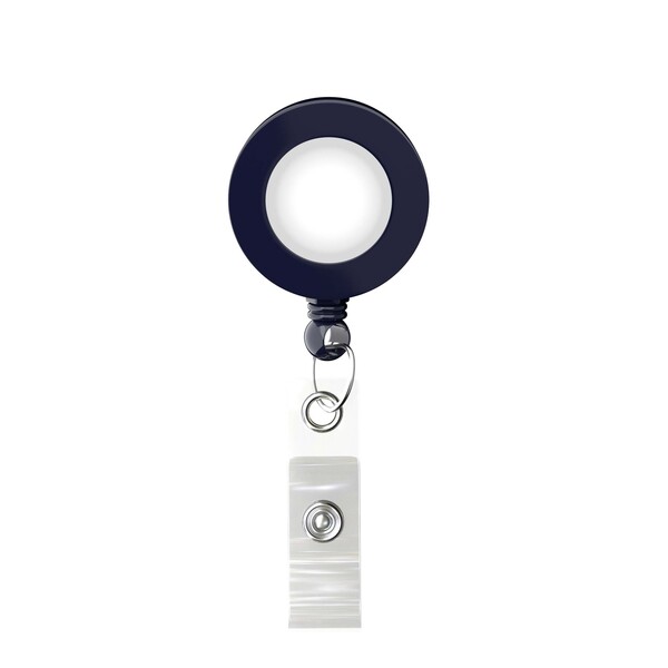 Zwijany identyfikator w okrągłym kształcie z logo ⌀2cm - Chłodny ciemnoniebieski / Klips do paska
