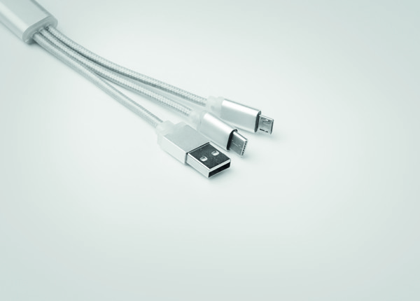 Rizo kabel za obesek za ključe USB-A, tip-C 2v1 - Silver