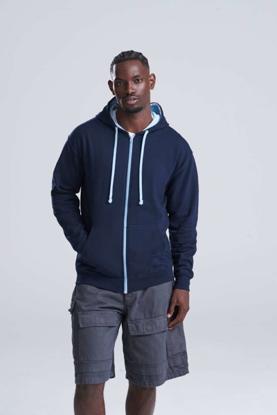 Varsity Zoodie - Heather Grey / French Navy / L