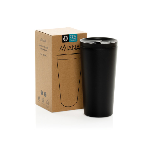Termohrnček Aviana™ Rowan 500 ml z RCS - Čierna