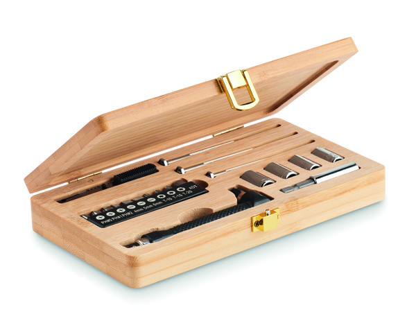Set ferramentas em caixa bambu Gallaway