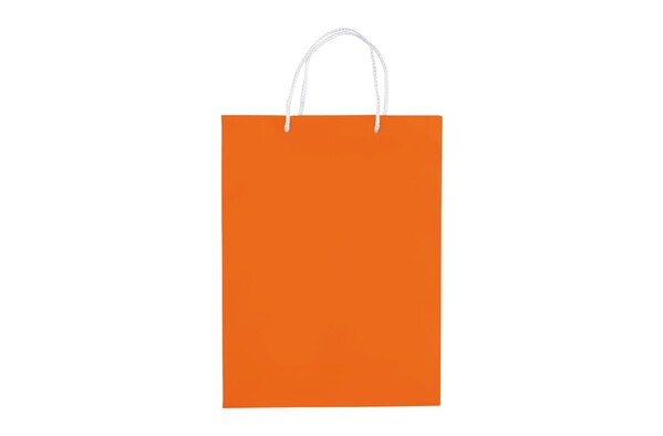 Papirnata vrečka 400x300x120 mm, sijajni zaključek - Oranžna