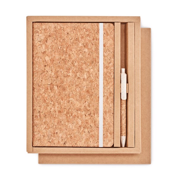 A5 cork notebook with pen Suber Set - Beige