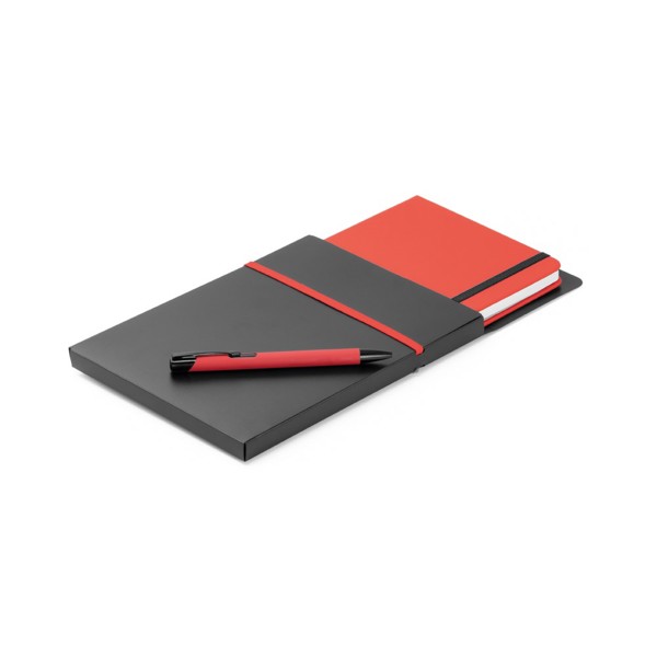 SHAW. Coffret stylo à bille et bloc-notes A5 - Rouge