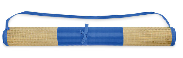 Natte plage paille naturelle Rafia - Bleu Royal