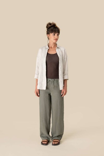 Eco-Friendly Ladies' Linen Washed Effect Trousers - S