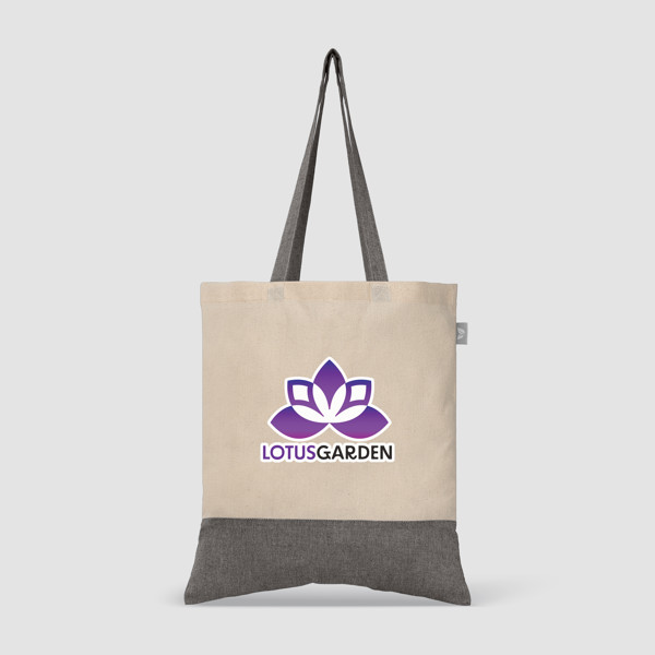 Quebec - 5 oz. Two-Tone Recycled Cotton Tote - Black / Silkscreen