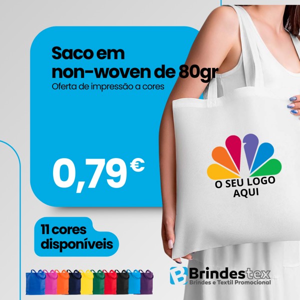 Saco em non-woven com impressão a cores