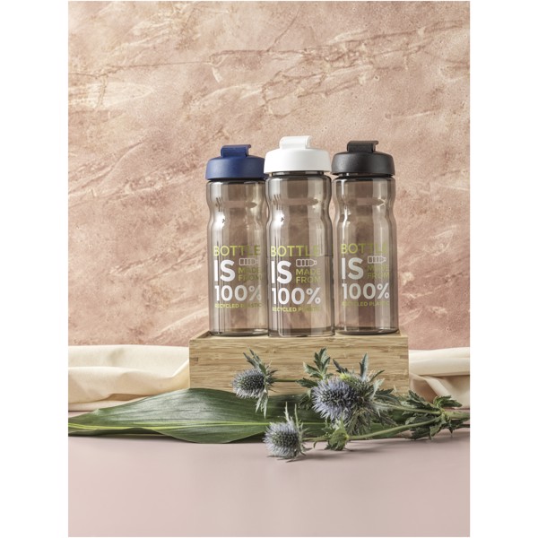 Garrafa desportiva com tampa basculante de 650 ml "H2O Active® Eco Base" - Preto liso / Carvão