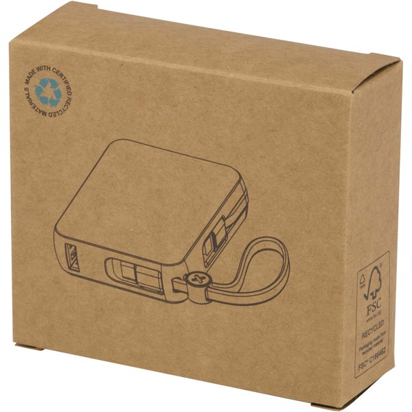 Batería externa para tableta de 10 000 mAh y 35 W con cable tipo C integrado y fabricada con plástico reciclado "Acrux" - Blanco