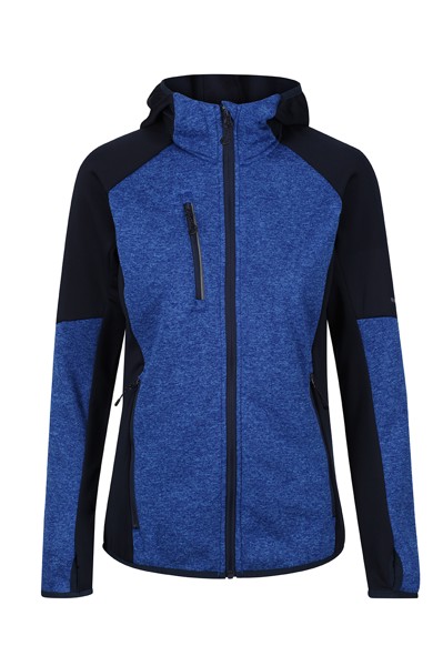 Women's X-Pro Coldspring Ii Hybrid Performance Stretch Hooded Fleece Jacket - Oxford Blue Marl / Navy / 3XL