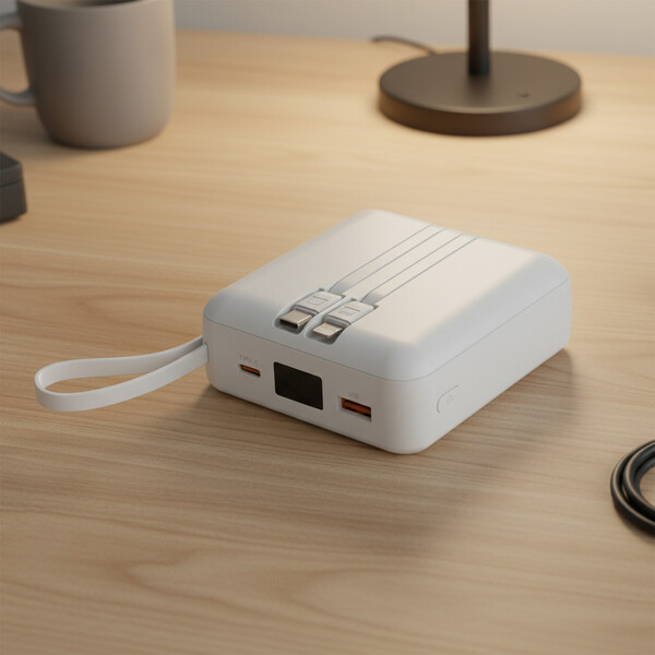 HEIHO - Batterie Powerbank 10,000 mAh avec câbles intégrés à charge rapide 22,5W