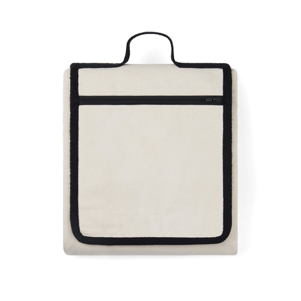 Plážová pikniková deka VINGA Volonne z recykl. canvas AWARE™ - Off White / Černá