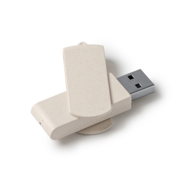 Custom wheat fiber USB flash drive 16 GB with rotating clip