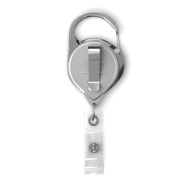 Retractable badge reel with carabiner & logo - Black
