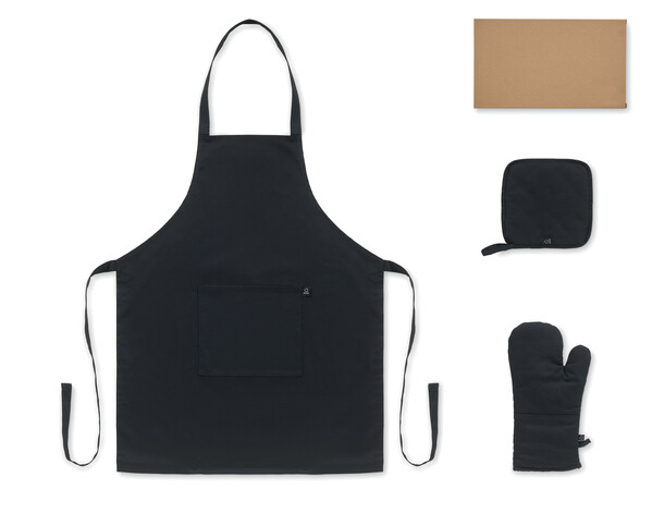 Recycled cotton kitchen set Gala Set - Black