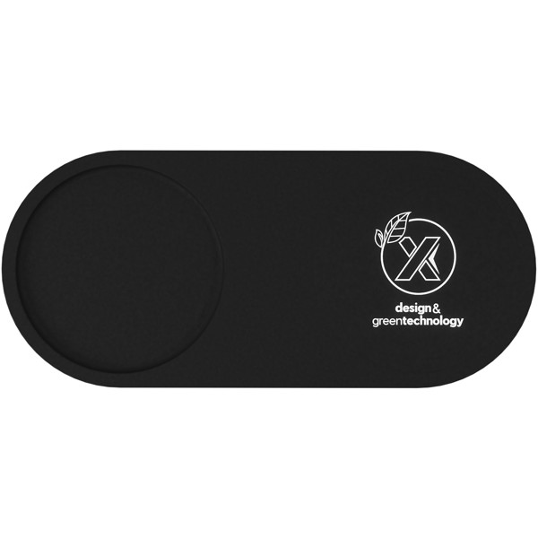 Station de charge sans fil et porte-crayon en bambou SCX.design W17 10 W avec logo lumineux