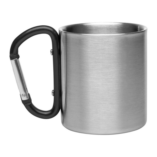 Metal mug 210 ml with carabiner clip | Easton - black