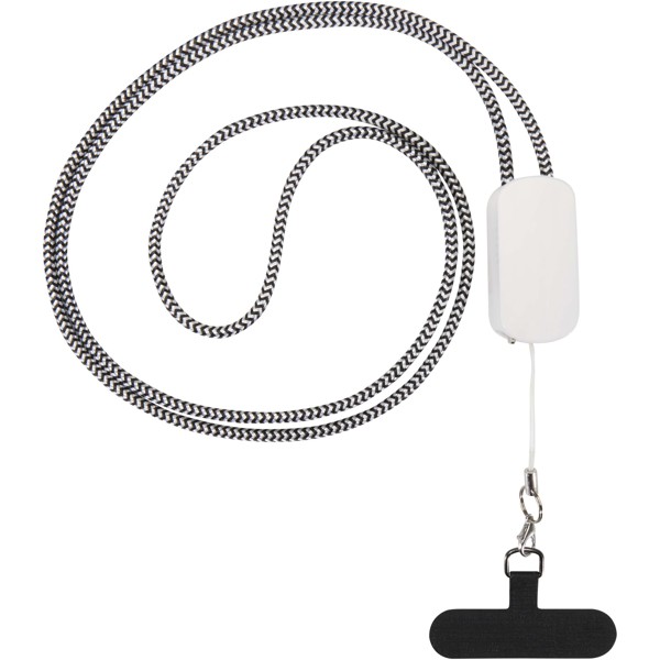 Anser Smartphone Lanyard aus recyceltem Kunststoff mit 27 W 5-in-1 integriertem Kabel - weiss