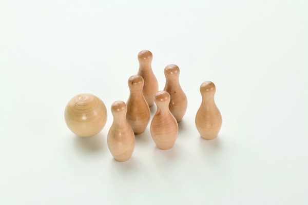 Mini bowling set Bolito, pine wood, 6 pins