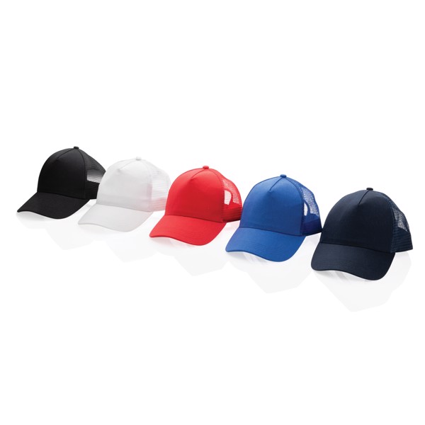 Casquette filet 5 panneaux coton recyclé Impact AWARE™ - Blanc