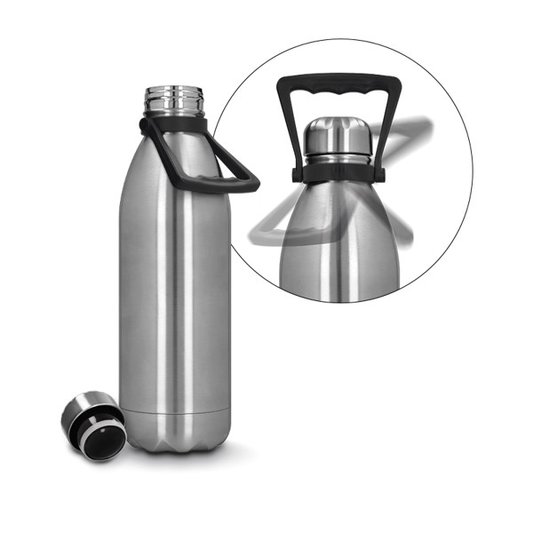 BOUTEILLE GOURDE 1,5 L ISOTHERME DOUBLE-PAROI INOX AVEC POIGNEE