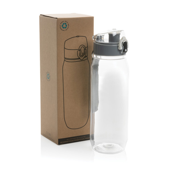 Yide waterbottle rPET 800ml, leakproof lockable lid - Transparent