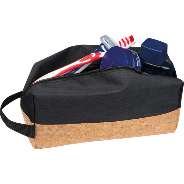 Cosmetic bag with cork bottom KLEMENTYNA - Black