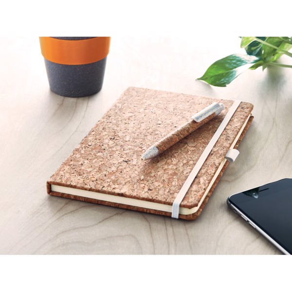 A5 cork notebook with pen Suber Set - Black