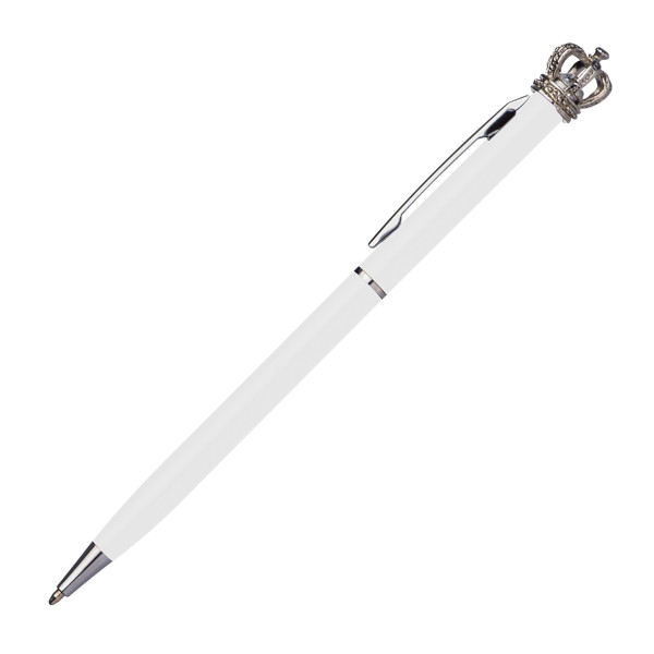 Metal ball pen with crown DYLAN - White