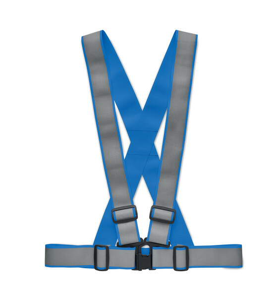 High visibility safety body belt EN17353 - Silver (Blue polyester)