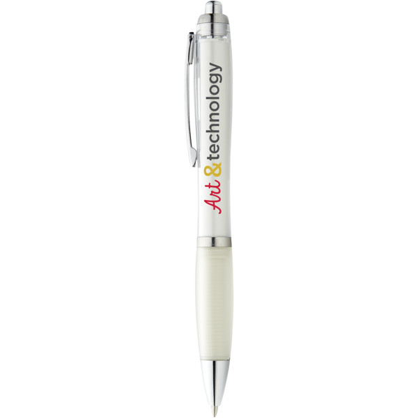 Nash ballpoint pen coloured barrel and grip (blue ink) - Transparent White