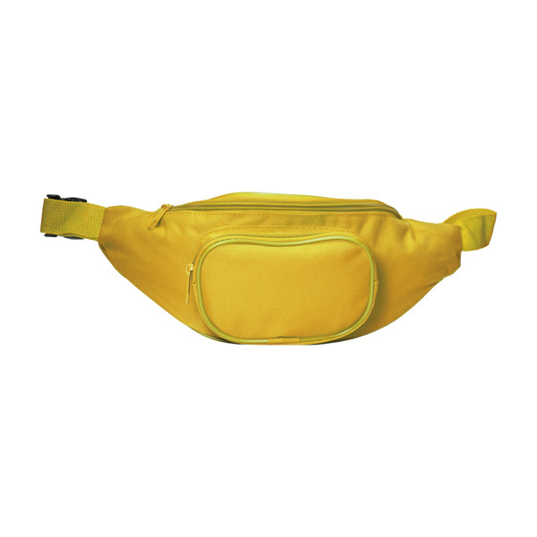 600D Polyester 3-Pocket Waist Bag With Adjustable Waist Strap And Clip Closure - Yellow