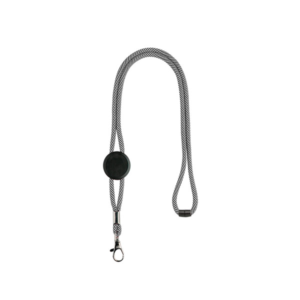 Lanyard Em Poliéster Com Ajuste, Fecho De Segurança E Mosquetão - Branco / U