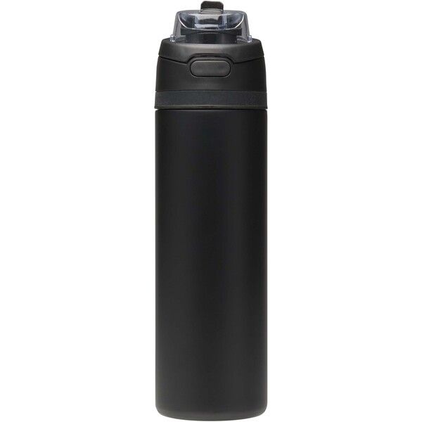Theron 800 ml RCS recycled single wall stainless steel water bottle with dual function lid - Black