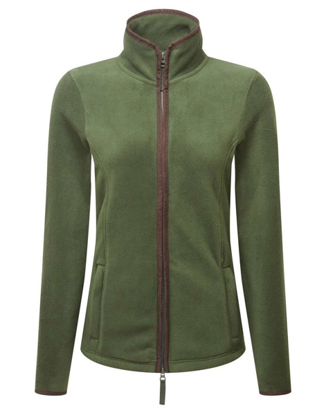 Women's 'Artisan' Fleece Jacket - Moss Green / Brown / L