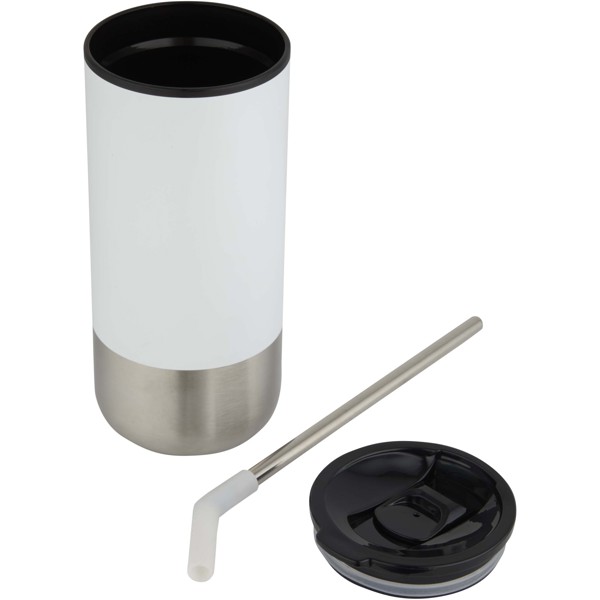 Grayson 480 ml RCS recycled insulated tumbler with straw - White