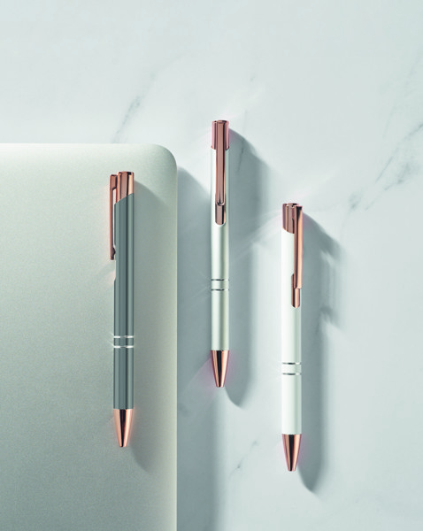 Bern Rose pen recycled aluminium, blue ink - White