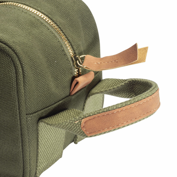 Recycled Canvas Beauty Case With Side Handle - Dark Green