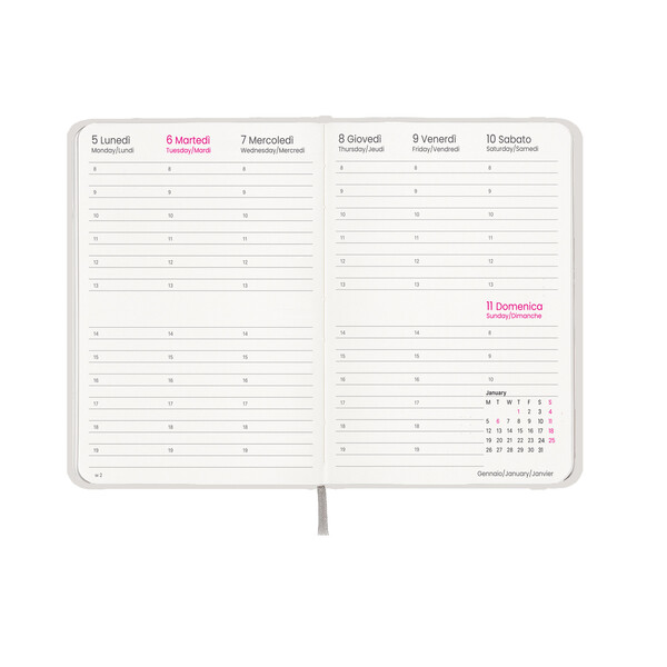 Agenda Settimanale 2027, Copertina Rigida In Cartoncino Laminato - Bianco