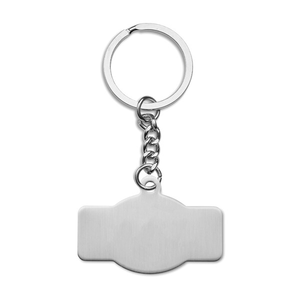 Custom shape stainless steel keychain with a full colour doming - 40mm / M3 flat split ring / Tissue paper wrapping