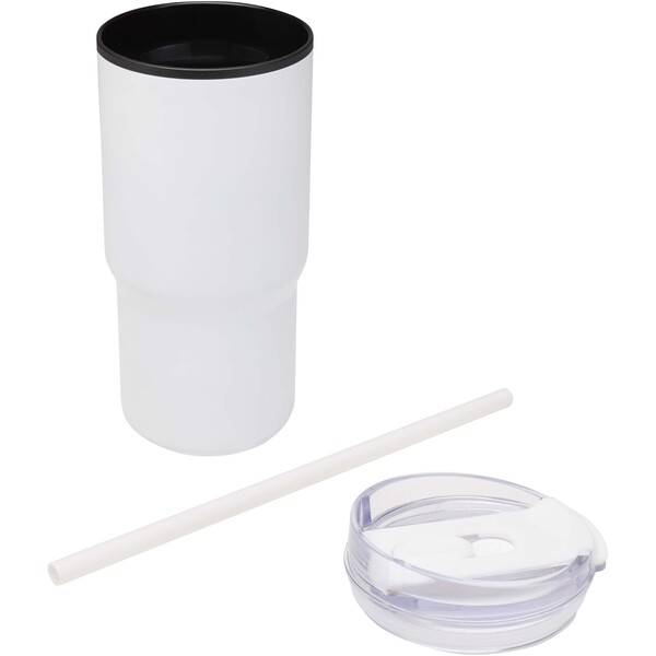 Westin 540 ml RCS recycled double wall insulated tumbler with straw - White