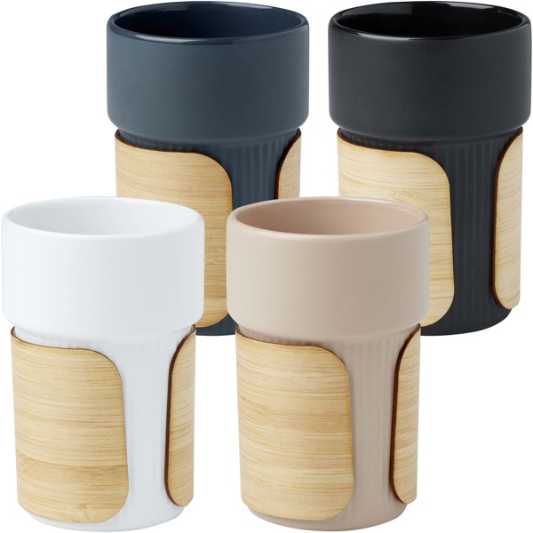 Gobelet Fika de 340 ml avec couvercle en bambou - Blanc