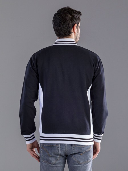 Sweat Full Zip Bicolor - Black White / XL